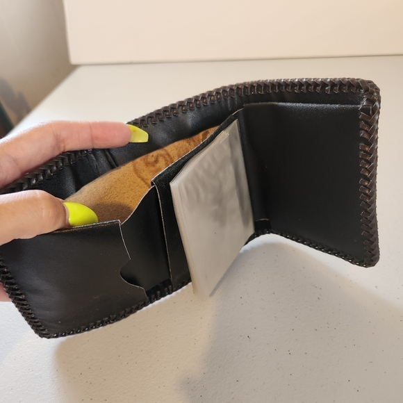 Vintage Tooled Brown Leather Wallet Mens Handmade 1970s Western Boho Cowboy 70s - Picture 4 of 4